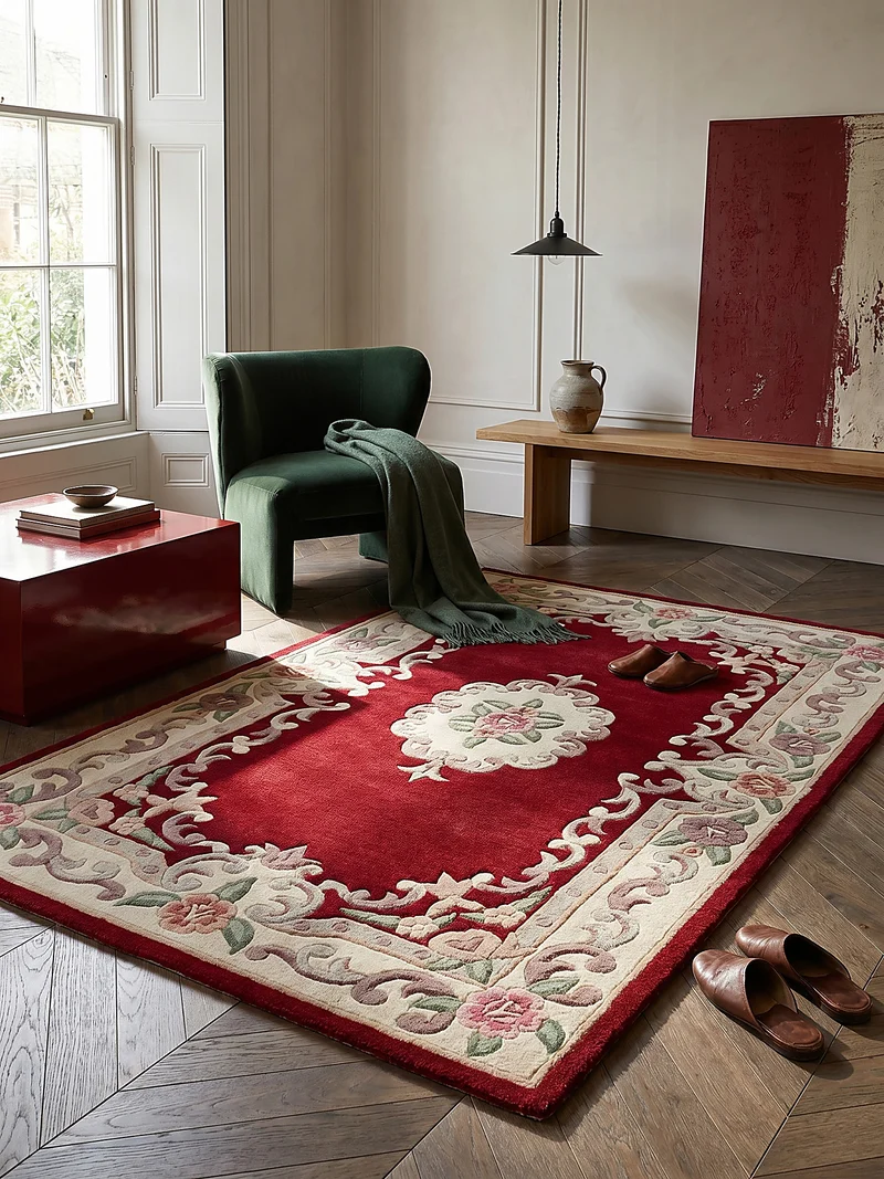 Wollteppich Aubusson-Muster handgeknüpft