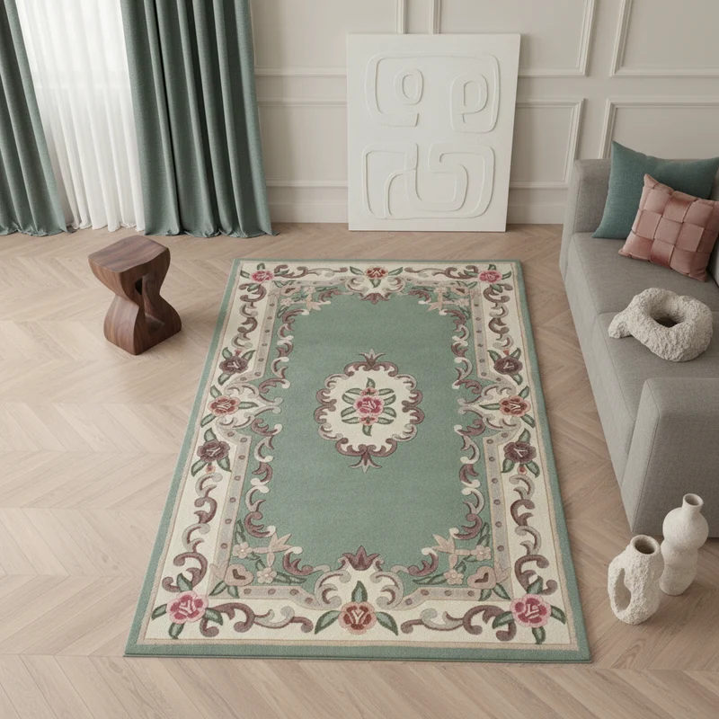 Wollteppich Aubusson-Muster handgeknüpft