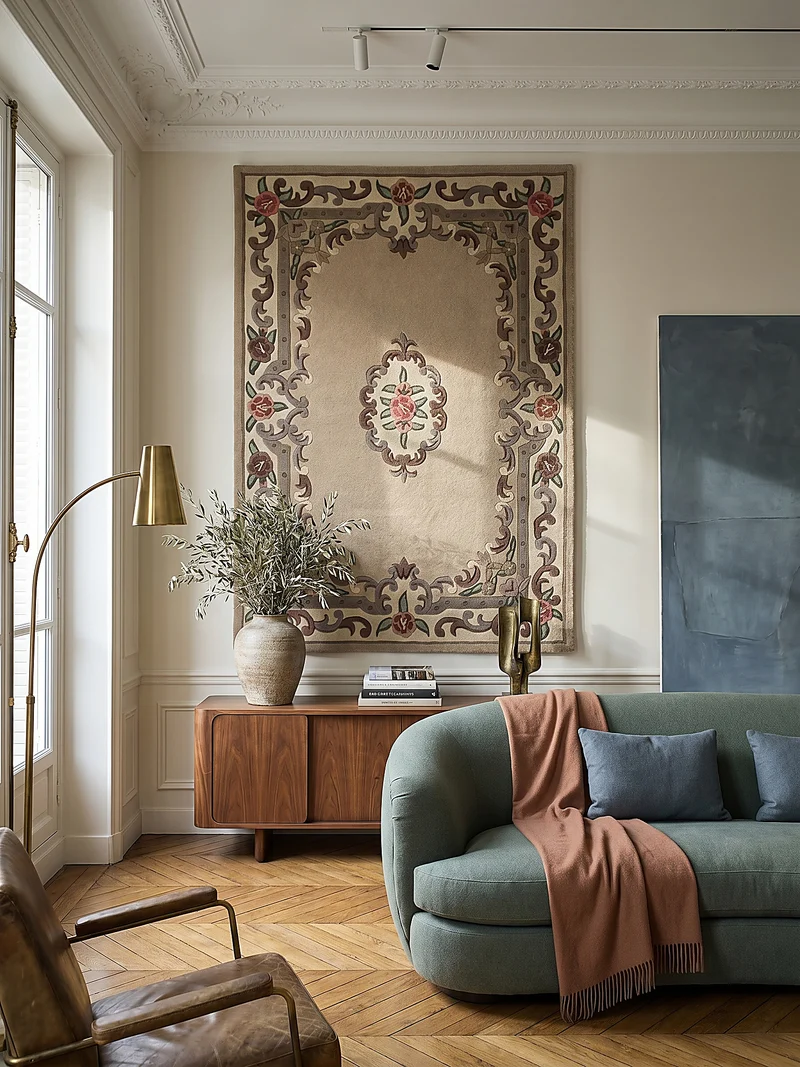 Wollteppich Aubusson-Muster handgeknüpft