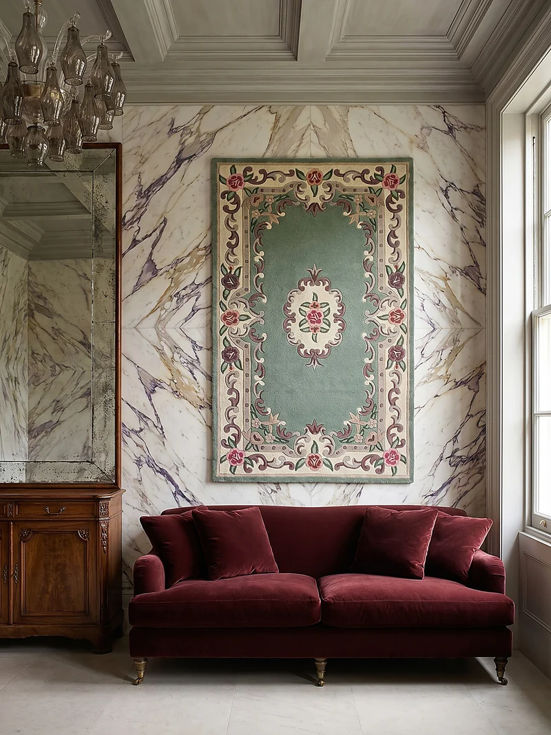 Wollteppich Aubusson-Muster handgeknüpft