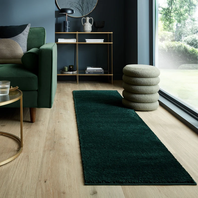 Teppich samtweich Uni-Muster 100% recycelt, 18 mm Flor
