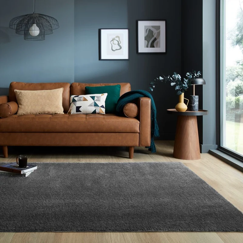 Teppich samtweich Uni-Muster 100% recycelt, 18 mm Flor