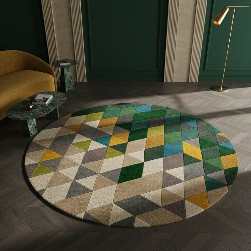 Wollteppich Farbblock-Geometrie · 100 % Wolle · 9 mm Kurzflor