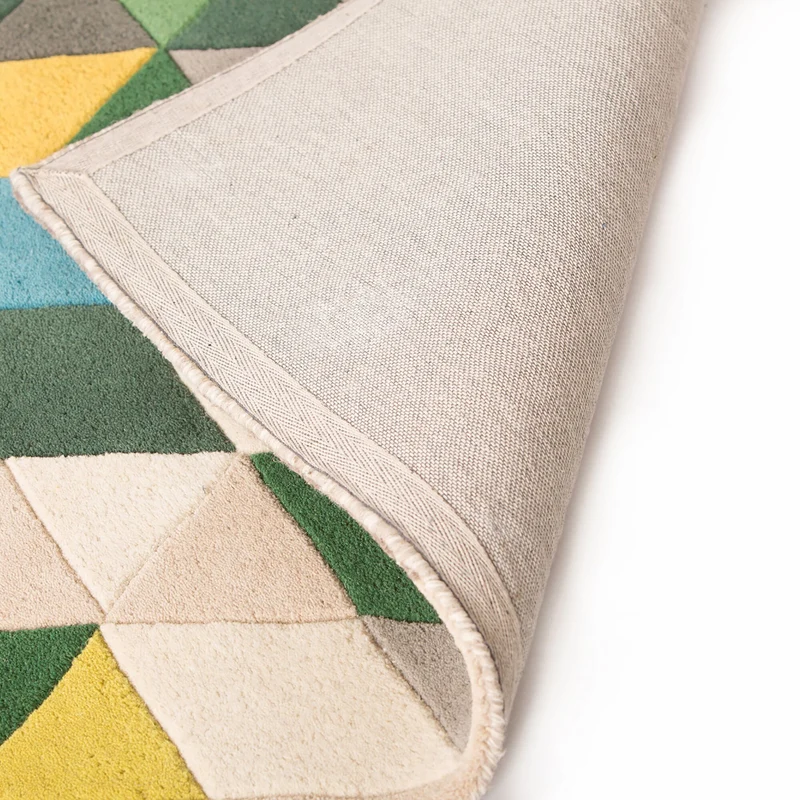 Wollteppich Farbblock-Geometrie · 100 % Wolle · 9 mm Kurzflor