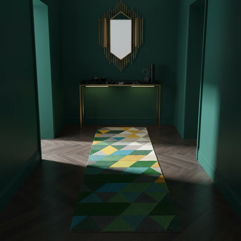 Wollteppich Farbblock-Geometrie · 100 % Wolle · 9 mm Kurzflor