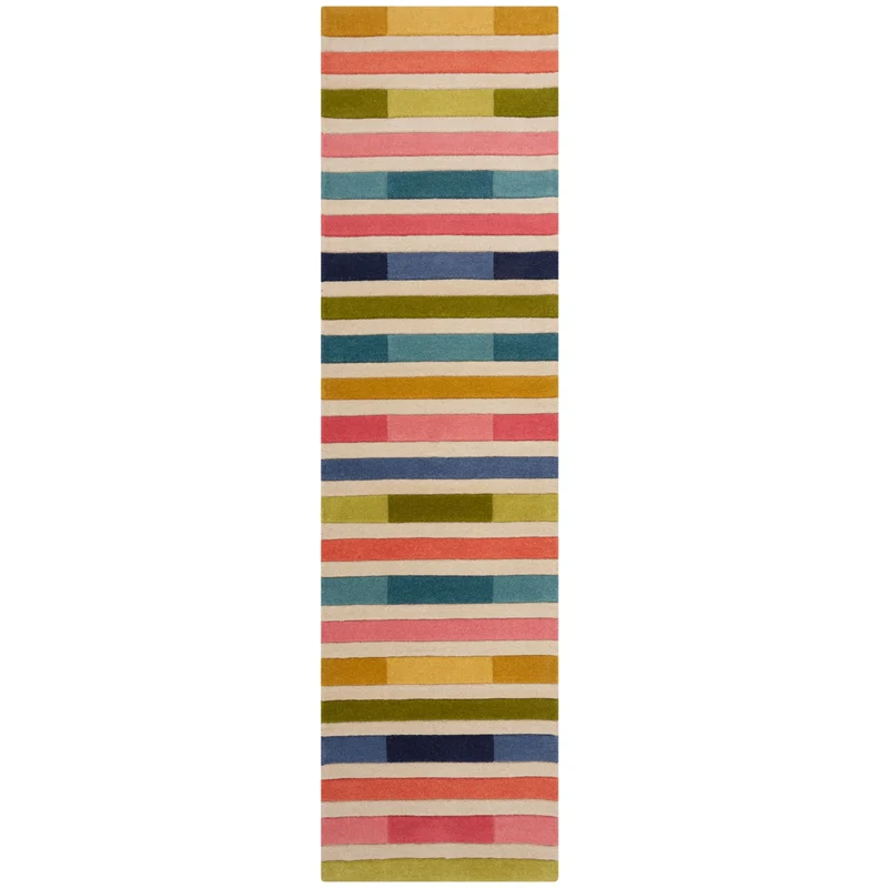 Wollteppich Streifen-Relief · 100 % Wolle · 10 mm Kurzflor