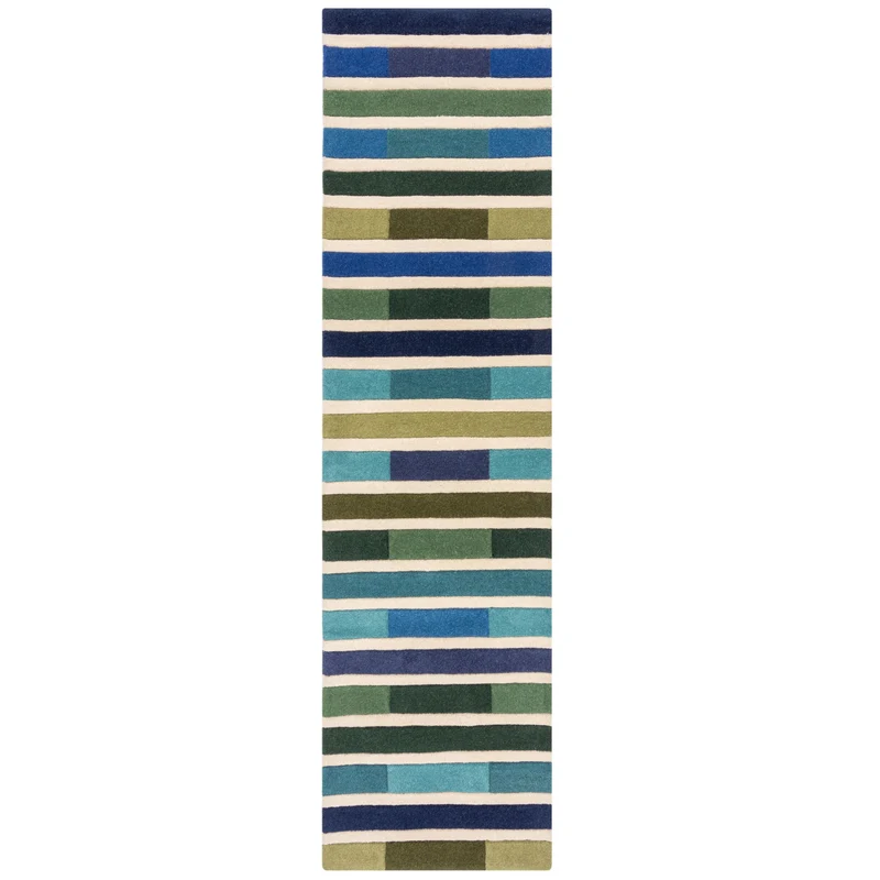 Wollteppich Streifen-Relief · 100 % Wolle · 10 mm Kurzflor