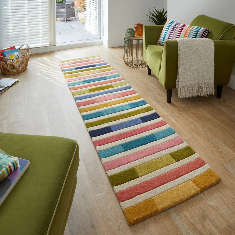 Wollteppich Streifen-Relief · 100 % Wolle · 10 mm Kurzflor