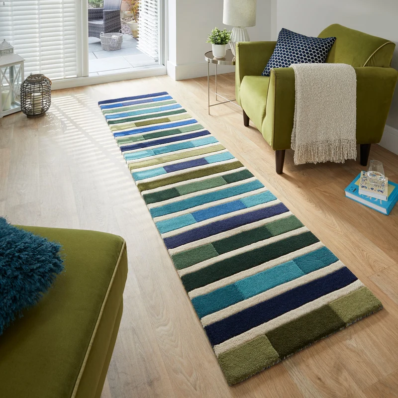 Wollteppich Streifen-Relief · 100 % Wolle · 10 mm Kurzflor