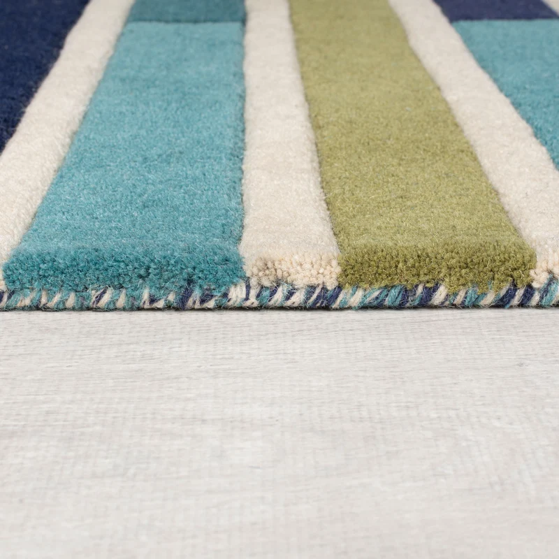Wollteppich Streifen-Relief · 100 % Wolle · 10 mm Kurzflor