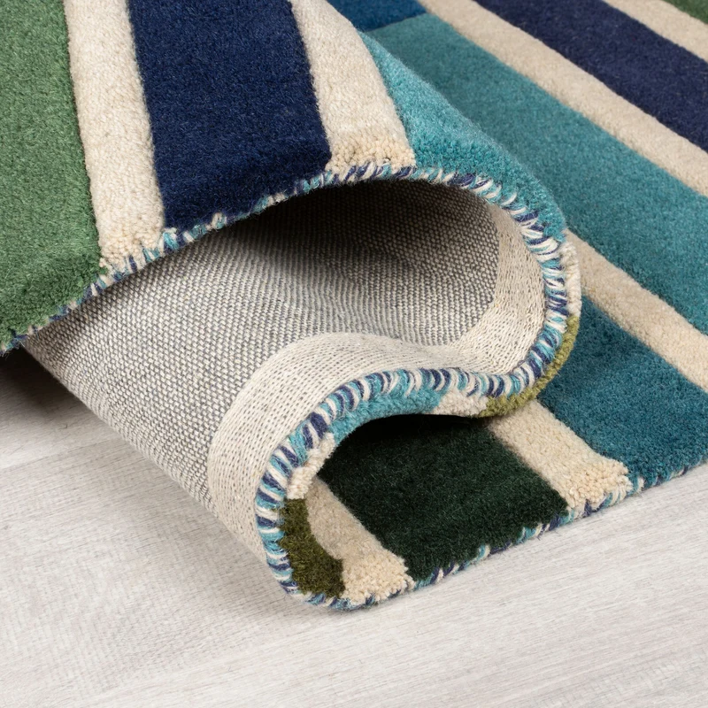 Wollteppich Streifen-Relief · 100 % Wolle · 10 mm Kurzflor