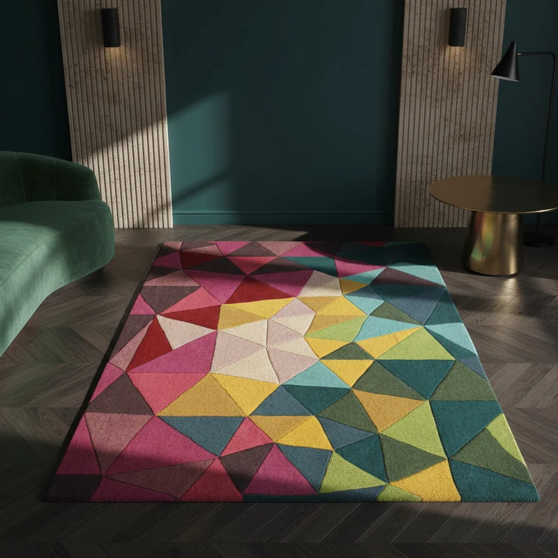 Wollteppich Dreiecks-Relief · 100 % Wolle · 10 mm Kurzflor