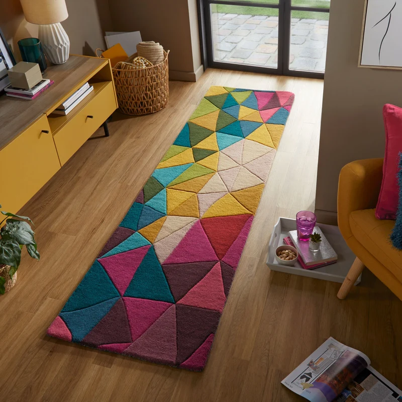 Wollteppich Dreiecks-Relief · 100 % Wolle · 10 mm Kurzflor
