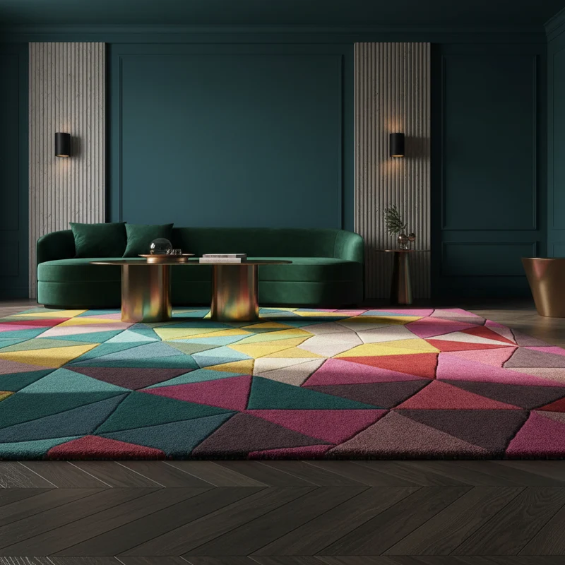 Wollteppich Dreiecks-Relief · 100 % Wolle · 10 mm Kurzflor