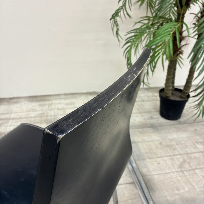 Esszimmerstuhl Schwarz Holz Chrom Konferenzstuhl Stuhl Gebraucht
