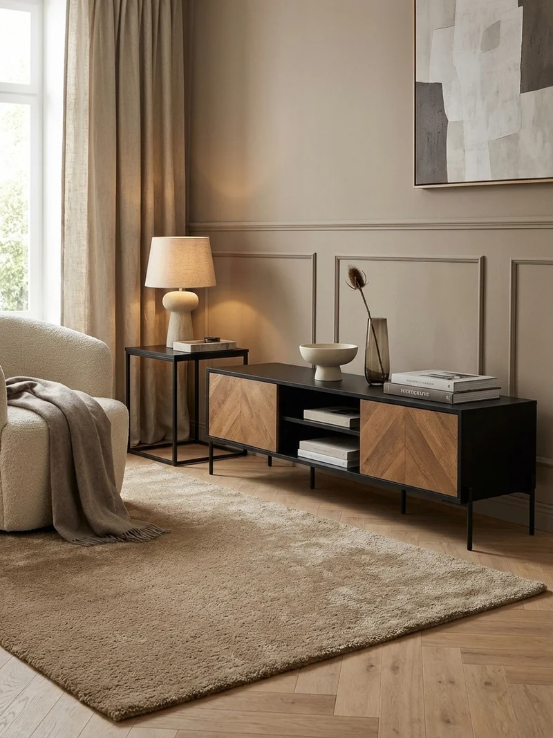 Lowboard Modern Stil mit V-Muster für 70-Zoll Fernseher