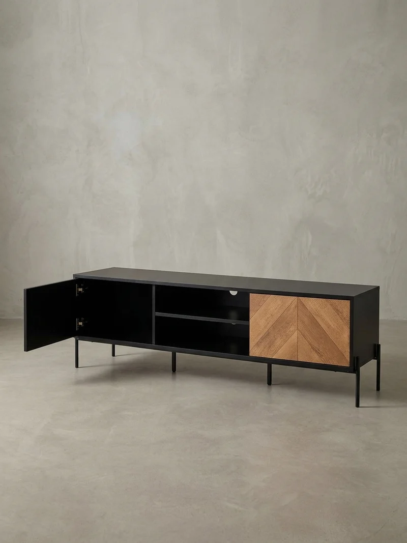 Lowboard Modern Stil mit V-Muster für 70-Zoll Fernseher