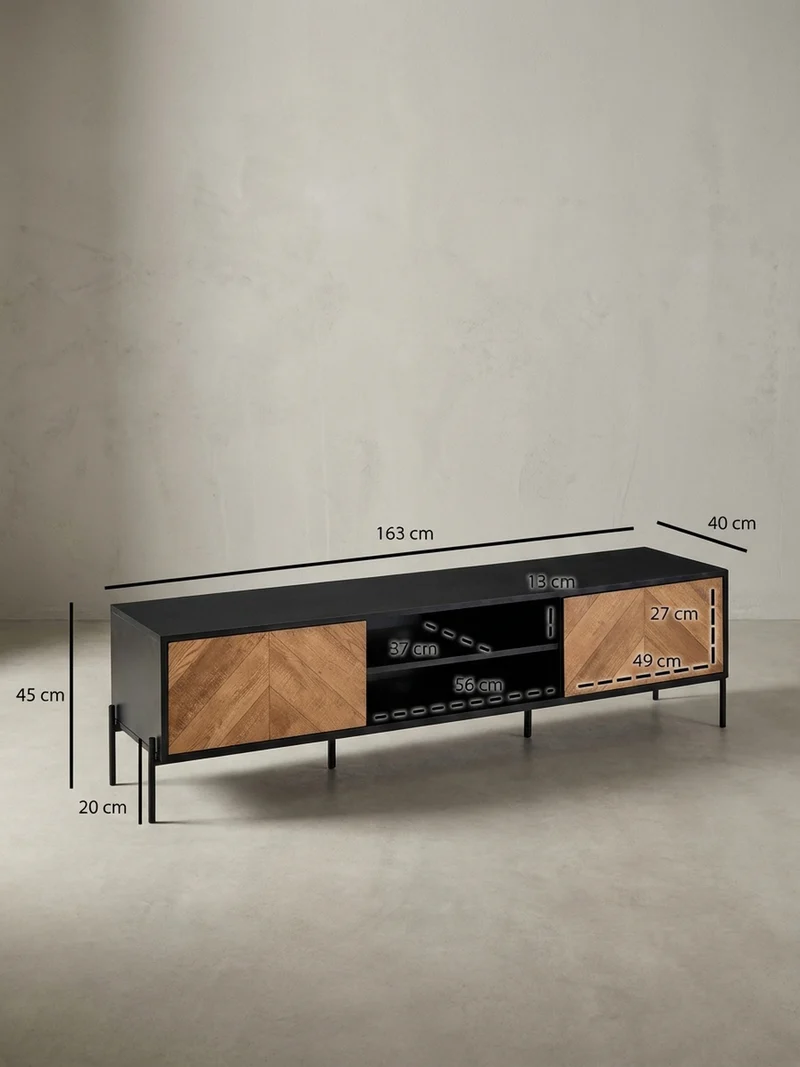 Lowboard Modern Stil mit V-Muster für 70-Zoll Fernseher
