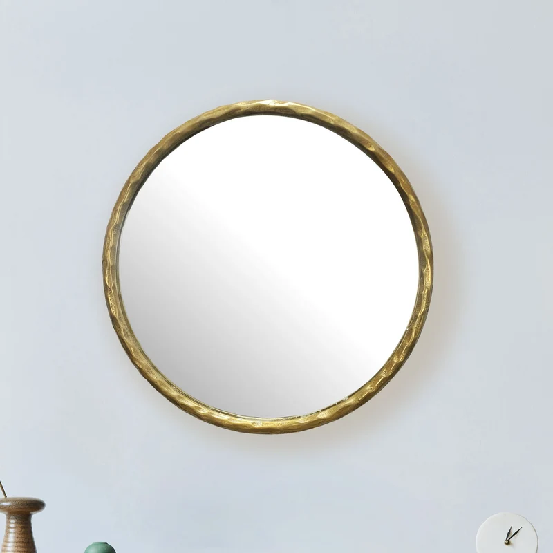 Wandspiegel Rund Metall Gold 60 cm Klassisches Design