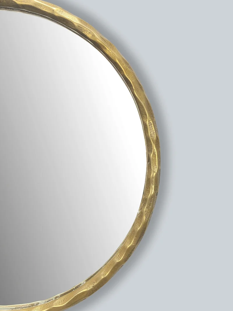 Wandspiegel Rund Metall Gold 60 cm Klassisches Design