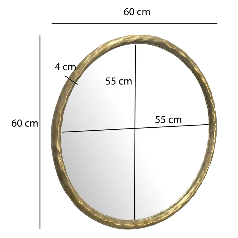 Wandspiegel Rund Metall Gold 60 cm Klassisches Design