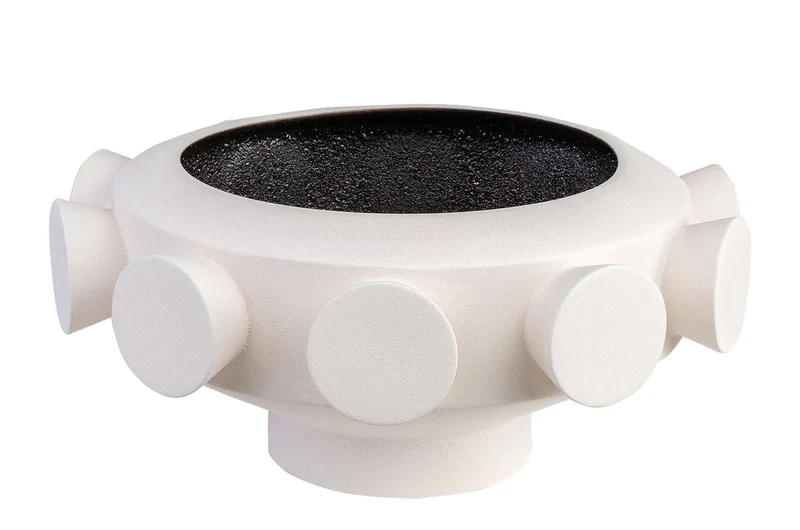 Casa Padrino Luxus Schale Cremeweiß Ø 40 x H. 19 cm - Große runde Deko Schale aus Steingut in gebrochenem Weiß - Luxus Deko Accessoires