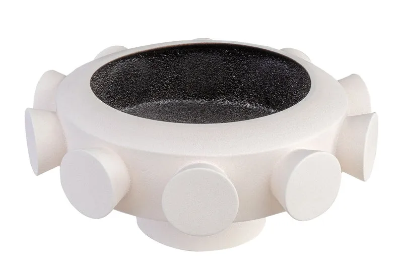 Casa Padrino Luxus Schale Cremeweiß Ø 40 x H. 19 cm - Große runde Deko Schale aus Steingut in gebrochenem Weiß - Luxus Deko Accessoires