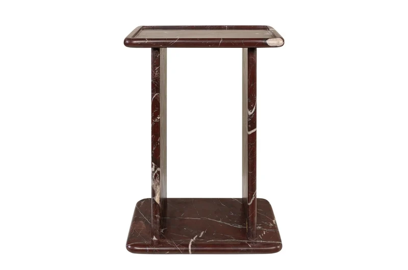 Casa Padrino Luxus Marmor Beistelltisch Weinrot 30,5 x 23 x H. 41,5 cm - Schlanker Beistelltisch aus hochwertigem Rosso Levanto Marmor - Luxus Möbel