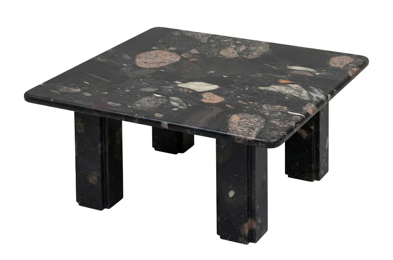 Casa Padrino Luxus Marmor Couchtisch Schwarz 70 x 70 x H. 33,5 cm - Quadratischer Couchtisch mit abgerundeten Ecken aus hochwertigem Norvigo Marmor - Luxus Möbel