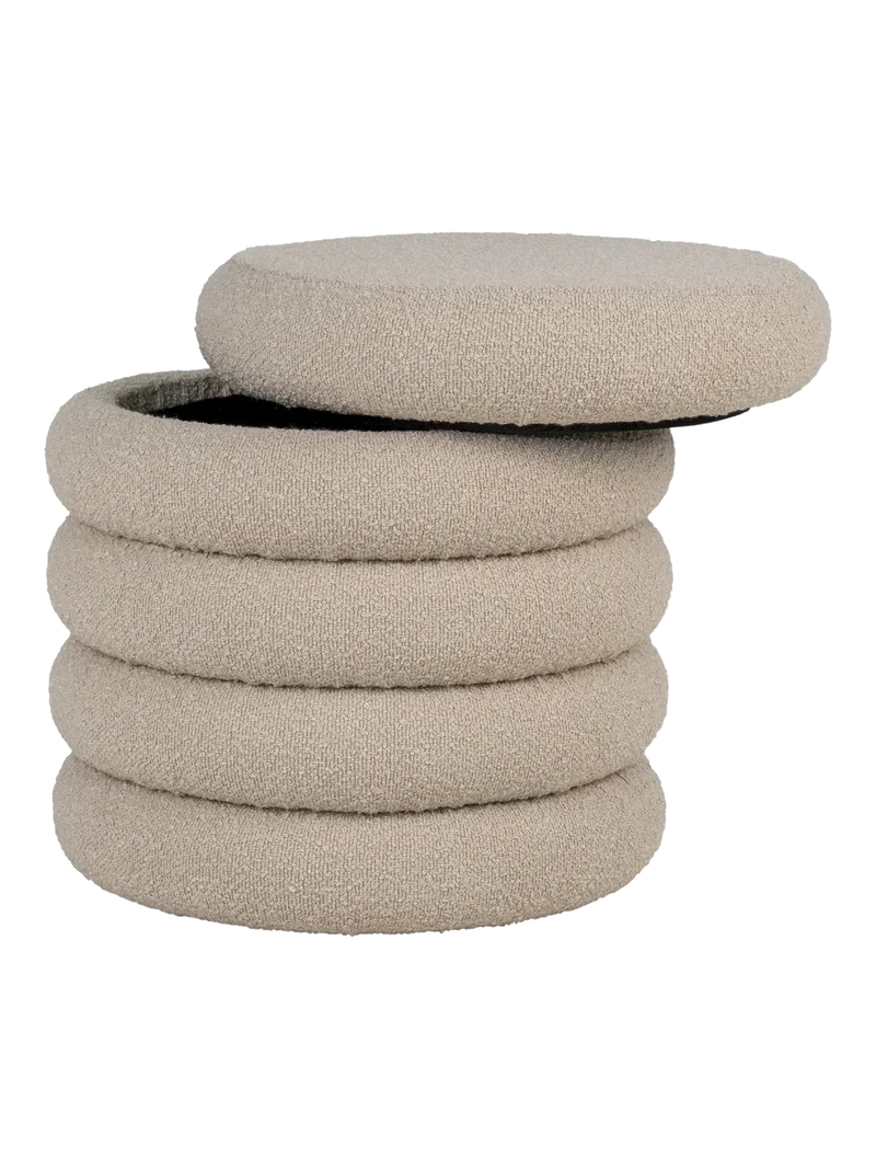 Brooklyn Pouf Bouclé, beige, mit Stauraum