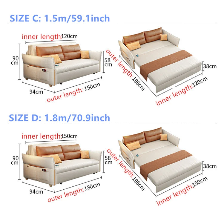 Ferngesteuertes Power-Sleeper-Schlafsofa mit darunterliegender Schublade