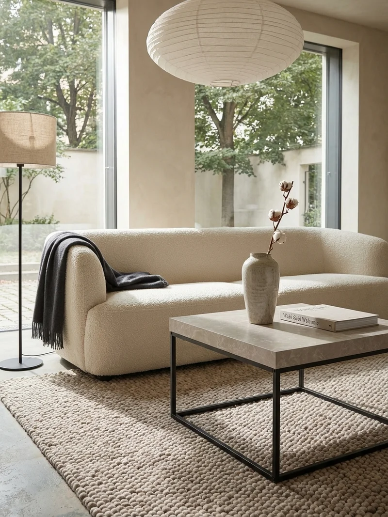 Couchtisch in Stein-Optik mit Metallbeinen im modernen Design