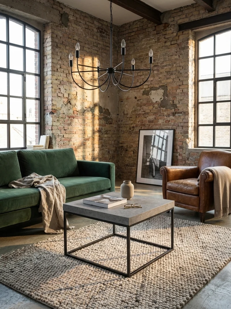 Couchtisch in Stein-Optik mit Metallbeinen im modernen Design