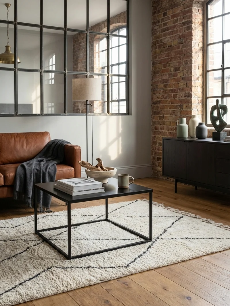 Couchtisch quadratisch mit Marmor-Optik, Metallgestell im Industrial-Stil
