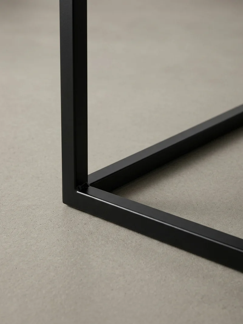 Couchtisch quadratisch mit Marmor-Optik, Metallgestell im Industrial-Stil