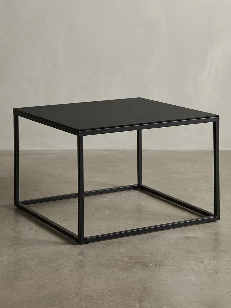 Couchtisch quadratisch mit Marmor-Optik, Metallgestell im Industrial-Stil