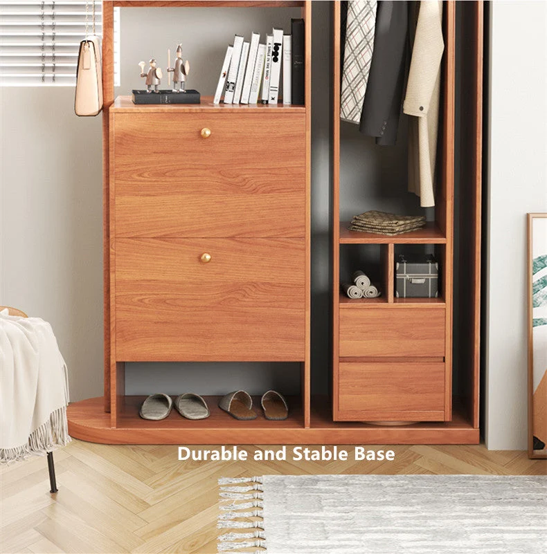 Multifunktions-Eingangsflur-Baum mit drehbarem Kleiderschrank mit Ganzkörperspiegel und kippbarem Schuhschrank