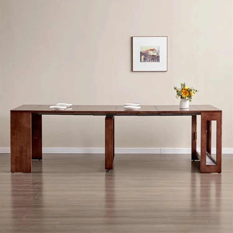 Platzsparender und ausziehbarer Tisch mit 4 Einlegeplatten