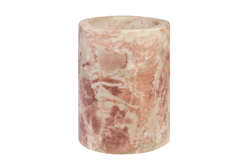 Casa Padrino Luxus Marmor Weinkühler Rosa Ø 14 x H. 18 cm - Massiver Flaschenkühler aus hochwertigem Rosalia Pink Marmor - Luxus Bar Accessoires