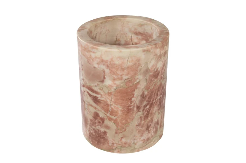 Casa Padrino Luxus Marmor Weinkühler Rosa Ø 14 x H. 18 cm - Massiver Flaschenkühler aus hochwertigem Rosalia Pink Marmor - Luxus Bar Accessoires