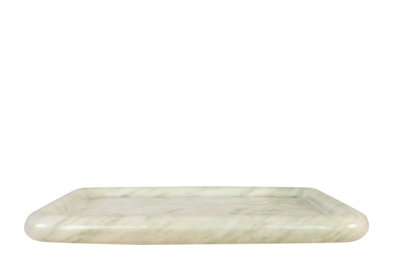 Casa Padrino Luxus Marmor Tablett Grün 40 x 40 x H. 3,5 cm - Quadratisches Tablett mit flach erhöhtem Rand aus hochwertigem Indian Green Onyx - Luxus Deko Accessoires