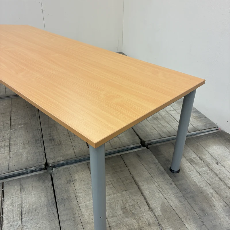 Assmann Freiformschreibtisch Buche Holz Geschwungen Schreibtisch 260cm Tisch Gebraucht