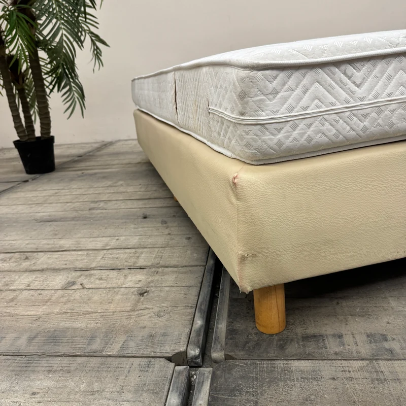 Boxspringbett inklusive Matratze 160x200 Polsterbett Beige Creme Bett Gebraucht