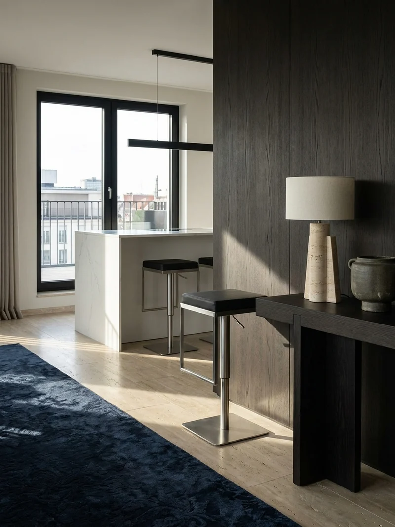 Barhocker – Schwarz, Kunstleder, Edelstahl, höhenverstellbar, drehbar, gepolstert, Modern