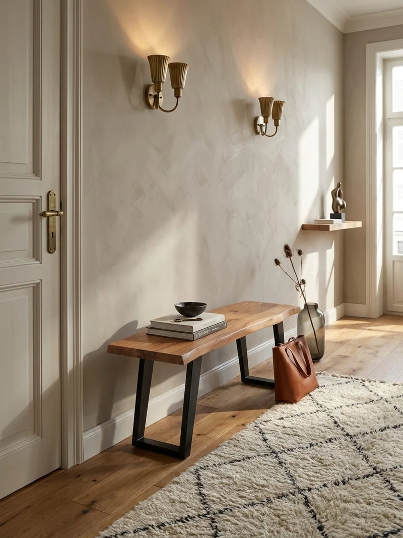 Sitzbank – Akazie Massivholz/Metall, 120x40x45,5 cm, mit Baumkante, U-Beine