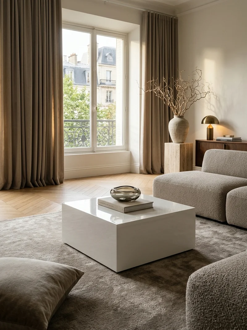Couchtisch Weiß Hochglanz Marmor-Optik 60x30x60cm Quadratisch
