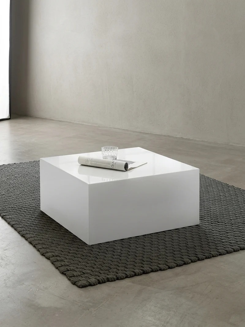 Couchtisch Weiß Hochglanz Marmor-Optik 60x30x60cm Quadratisch