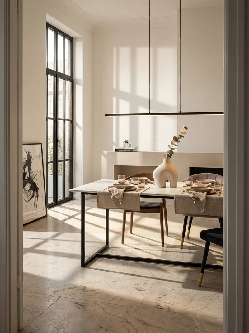 Esstisch Marmoroptik Metall Rechteckig Modern Klein