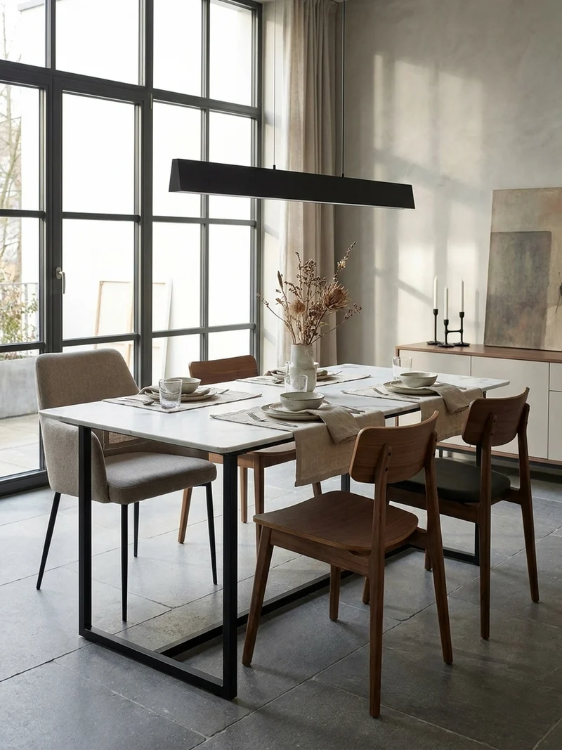 Esstisch Marmoroptik Metall Rechteckig Modern Klein