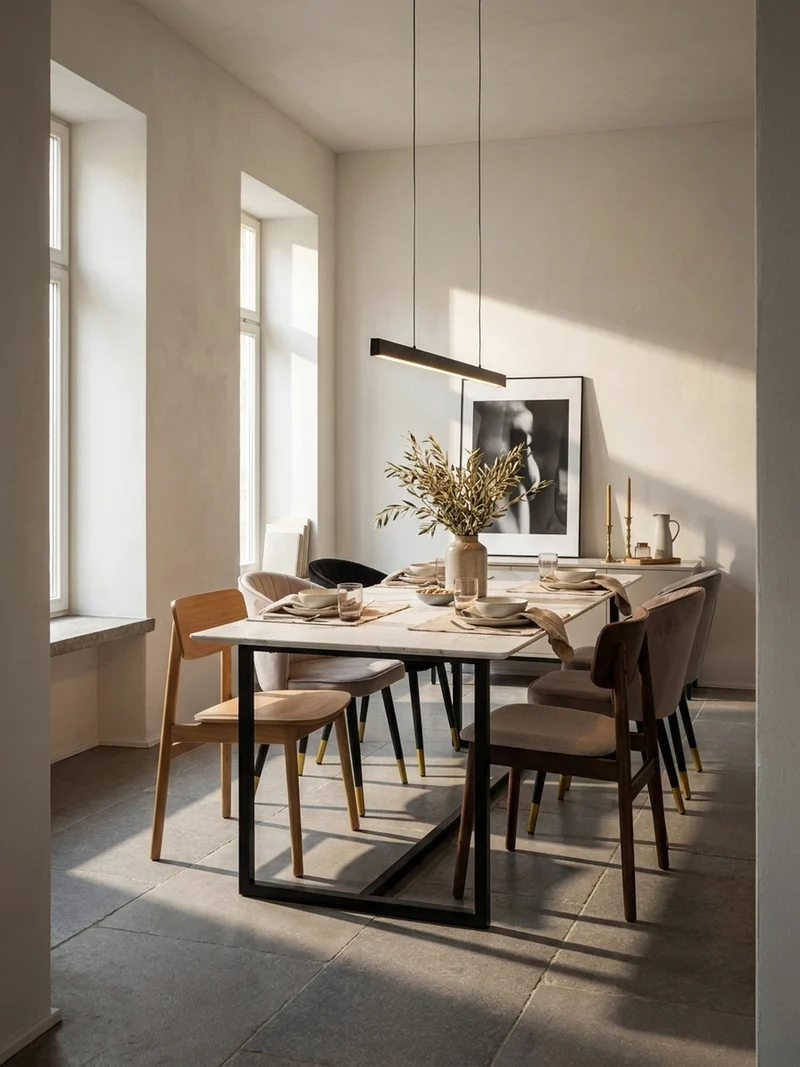 Esstisch Marmoroptik Metall Rechteckig Modern Klein